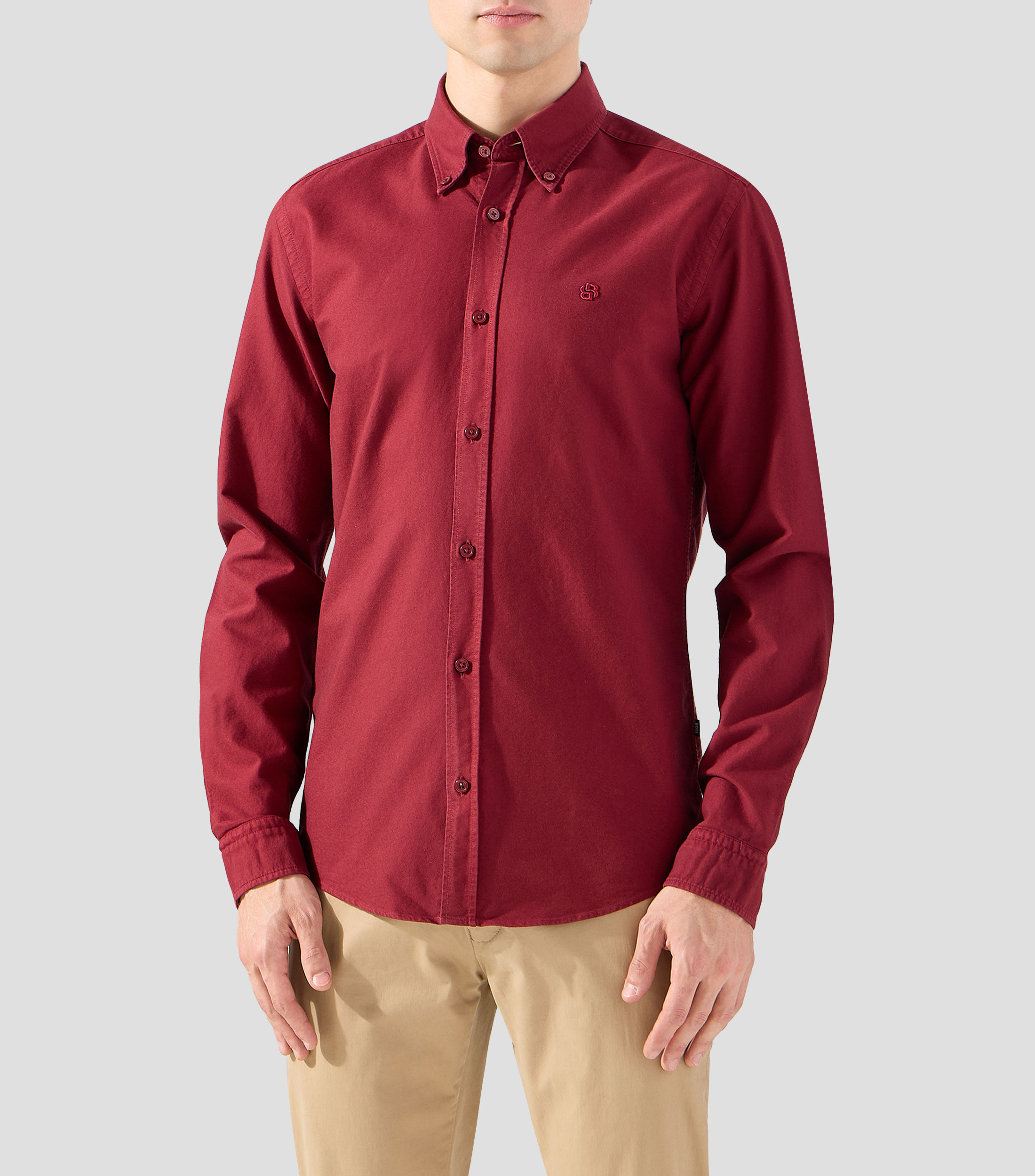 Camisa slim fit de algodón Oxford Hombre